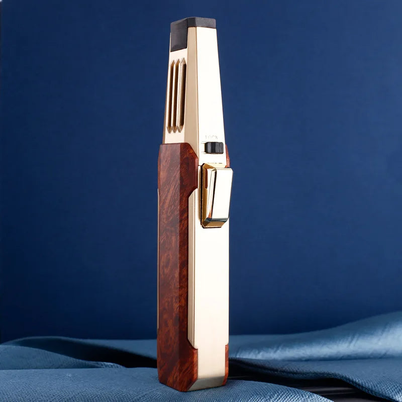 Wood Grain Flame Sword 198 - Windproof Metal Torch Lighter for Kitchen & Outdoor, Cool Red Design, Ideal Gift for Candle Lovers