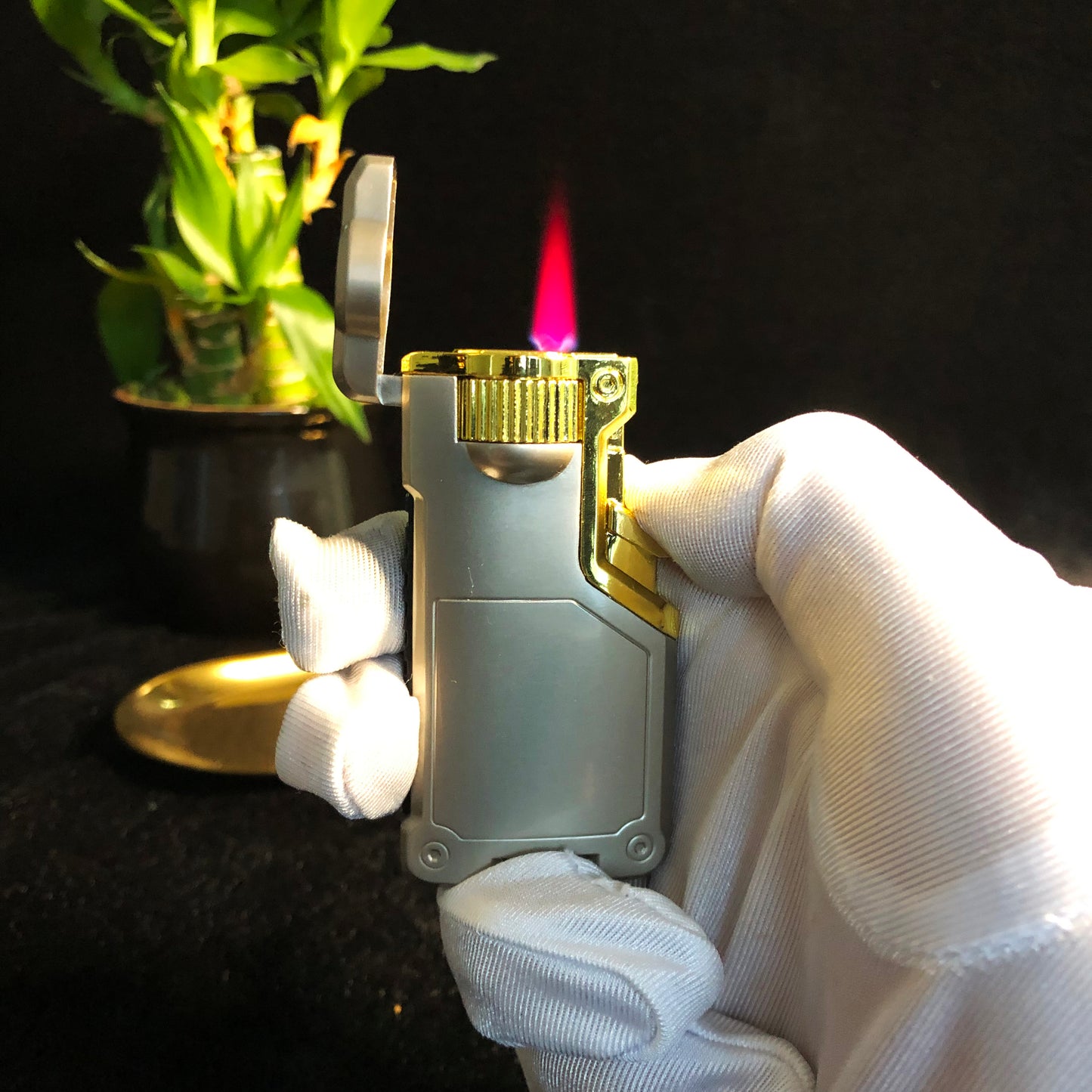 FY-Roxia WH3 Lighter - Windproof Metal Torch Lighter for Kitchen Use, Candle Lighting & Outdoor Survival, Cool Gift with Three Flame Colors Switch (Gray)